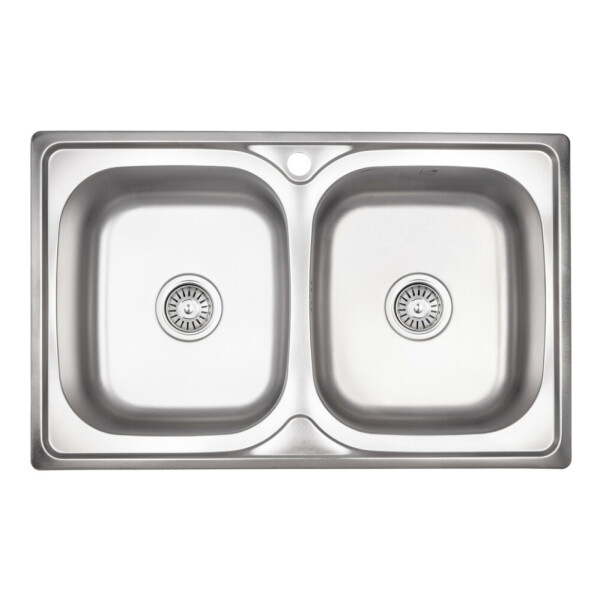 Кухонна мийка з двома чашами Lidz 7948 0,8 мм Satin (LIDZ7948SAT8)