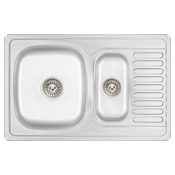 Кухонна мийка з додатковою чашею Lidz 7850 0,8 мм Micro Decor (LIDZ7850MDEC)