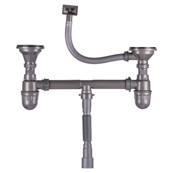 Сифон подвійний для кухонної мийки Lidz (GRA) 47 01 002 11 (вихід 50/40мм)