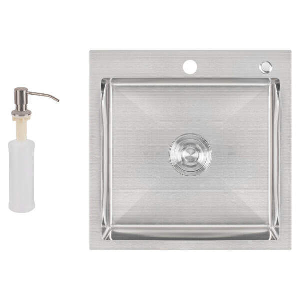 Набір 2  в 1 Lidz кухонна мийка H5050 3.0/1.0 мм Brush + дозатор для миючого засобу