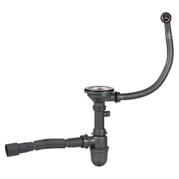 Сифон для кухонної мийки Lidz (GRA) 47 01 003 01 з круглим переливом (вихід 50/40мм)