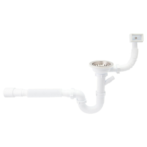 Сифон для кухонної мийки Lidz (WHI) 60 05 M004 00 прямоточний (выхід 50 мм)