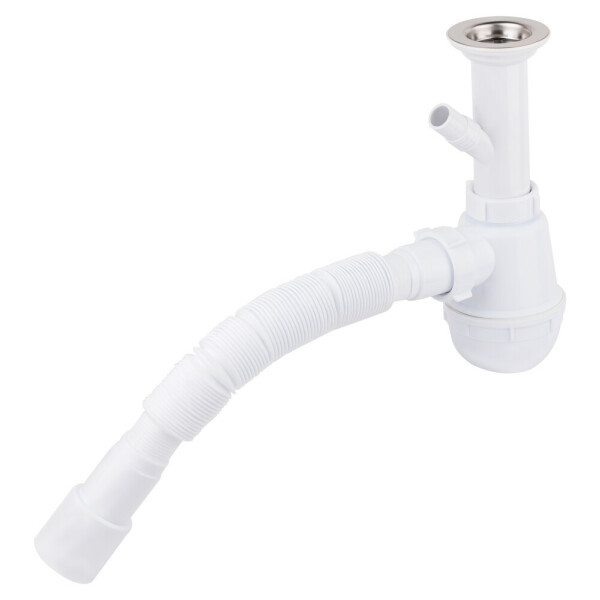 Сифон для кухонної мийки Lidz (WHI) 60 05 M002 00 з відводом для пральної машини (вихід 40/50 мм)