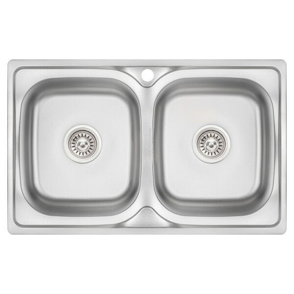 Кухонна мийка з двома чашами Lidz 7948 0,8 мм Micro Decor (LIDZ7948MDEC08)