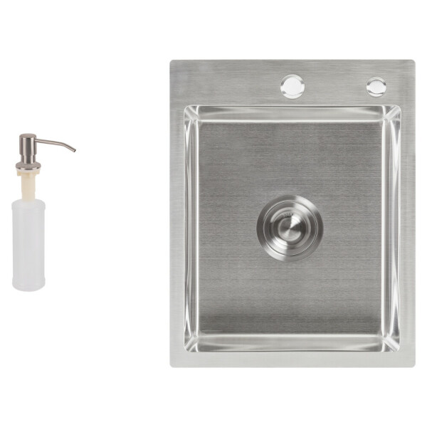 Набір 2 в 1 Lidz кухонна мийка H6050 3.0/0.8 мм Brush + дозатор для миючого засобу