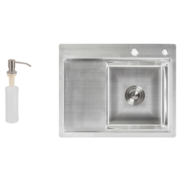 Набір 2 в 1 Lidz кухонна мийка H6350R 3.0/0.8 мм Brush + дозатор для миючого засобу